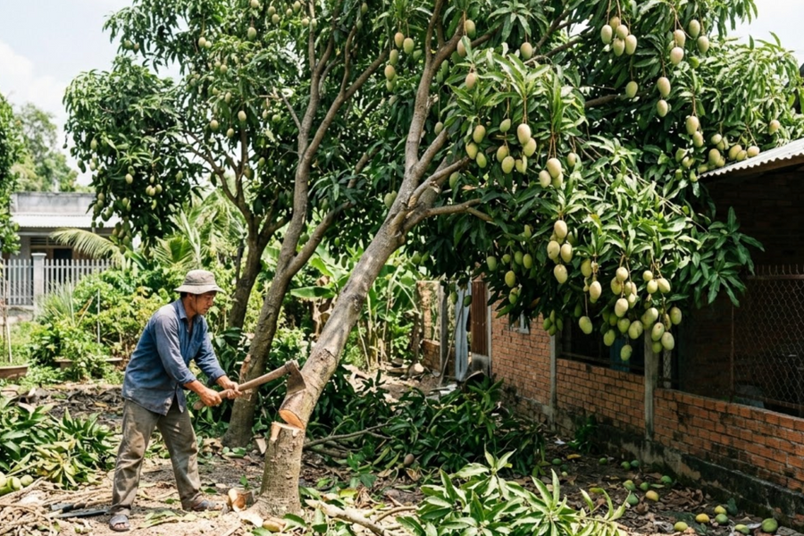 'Tôi phải chặt bỏ 3 cây xoài trĩu quả trong tiếc nuối'