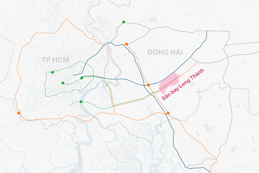 Mạng lưới giao thông kết nối TP HCM - sân bay Long Thành