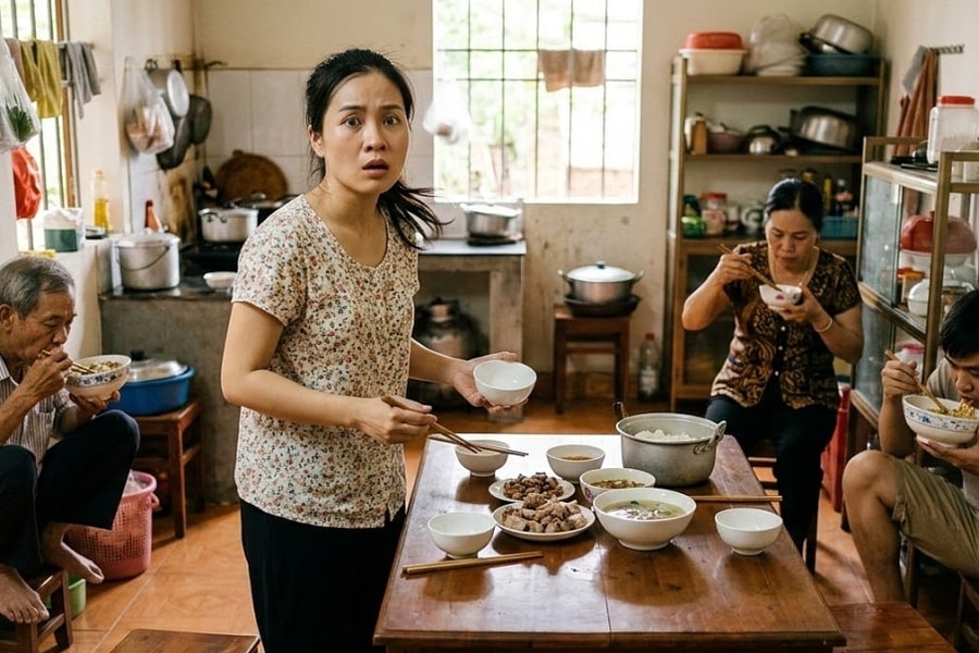 Nhà chồng giờ cơm mỗi người xới một tô rồi ăn riêng