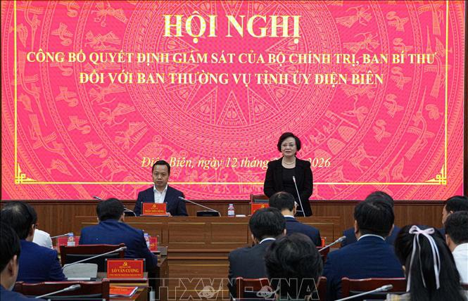 Công bố quyết định kiểm tra, giám sát đối với Ban Thường vụ Tỉnh ủy Điện Biên