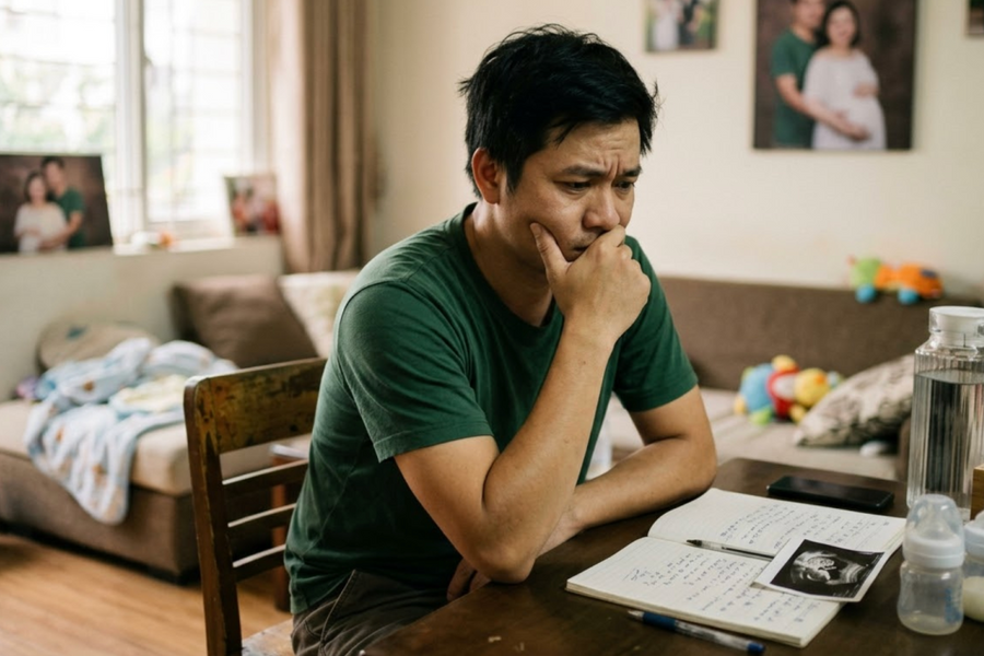 Tôi bối rối vì lần đầu làm cha đã sắp đón hai đứa con sinh đôi