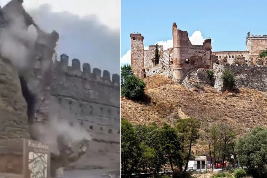 Khoảnh khắc toà tháp cổ hơn 600 tuổi sụp đổ trước mặt du khách