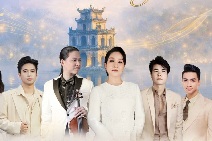 Diva Mỹ Linh, nghệ sĩ violin Anh Tú biểu diễn trong concert miễn phí ở phố đi bộ Hà Nội
