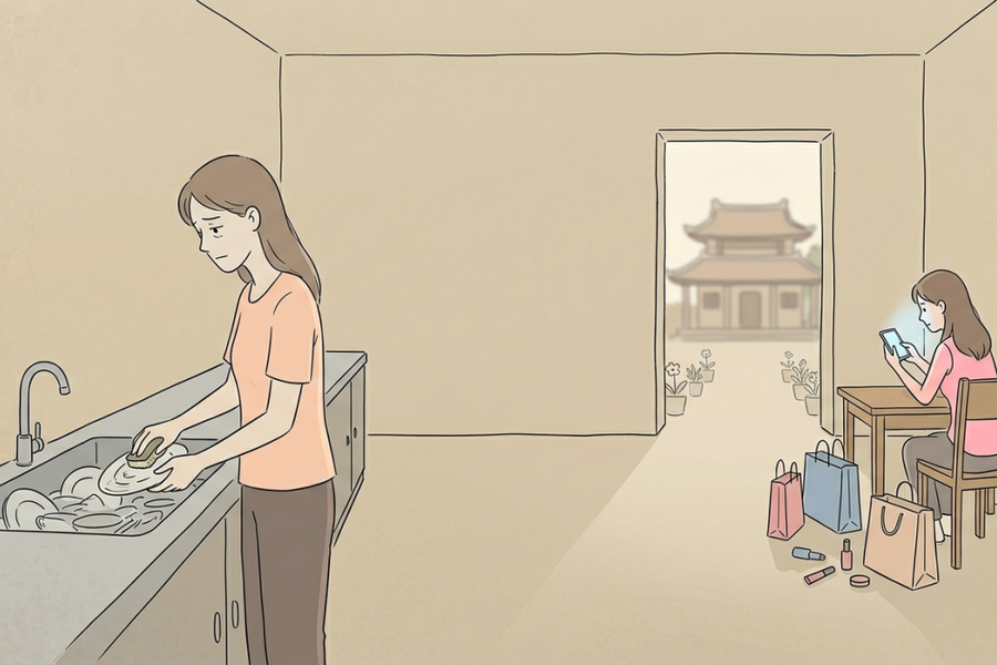 Anh trai cung phụng bạn gái tiểu thư trong khi bố mẹ oằn mình trả nợ