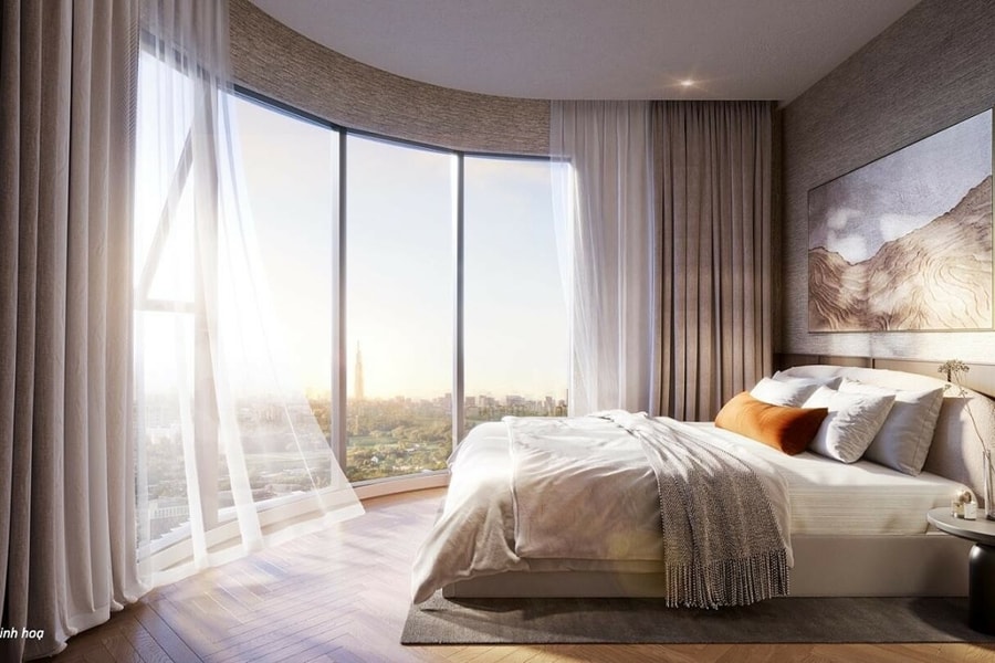 Thiết kế tạo tầm nhìn mở tại căn hộ ba phòng ngủ Lusso Saigon