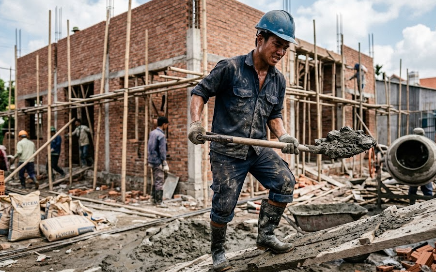 Những thanh niên ba không từ chối làm phụ hồ ngày 400 nghìn đồng